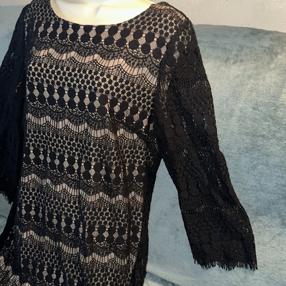 RN studio by Ronni Nicole size 14 black and tan long sleeved dress - Picture 2 of 8